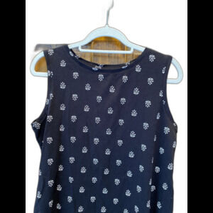 Croft & Barrow Classic Tank Top size Large Black & White 100% Cotton Sleeveless